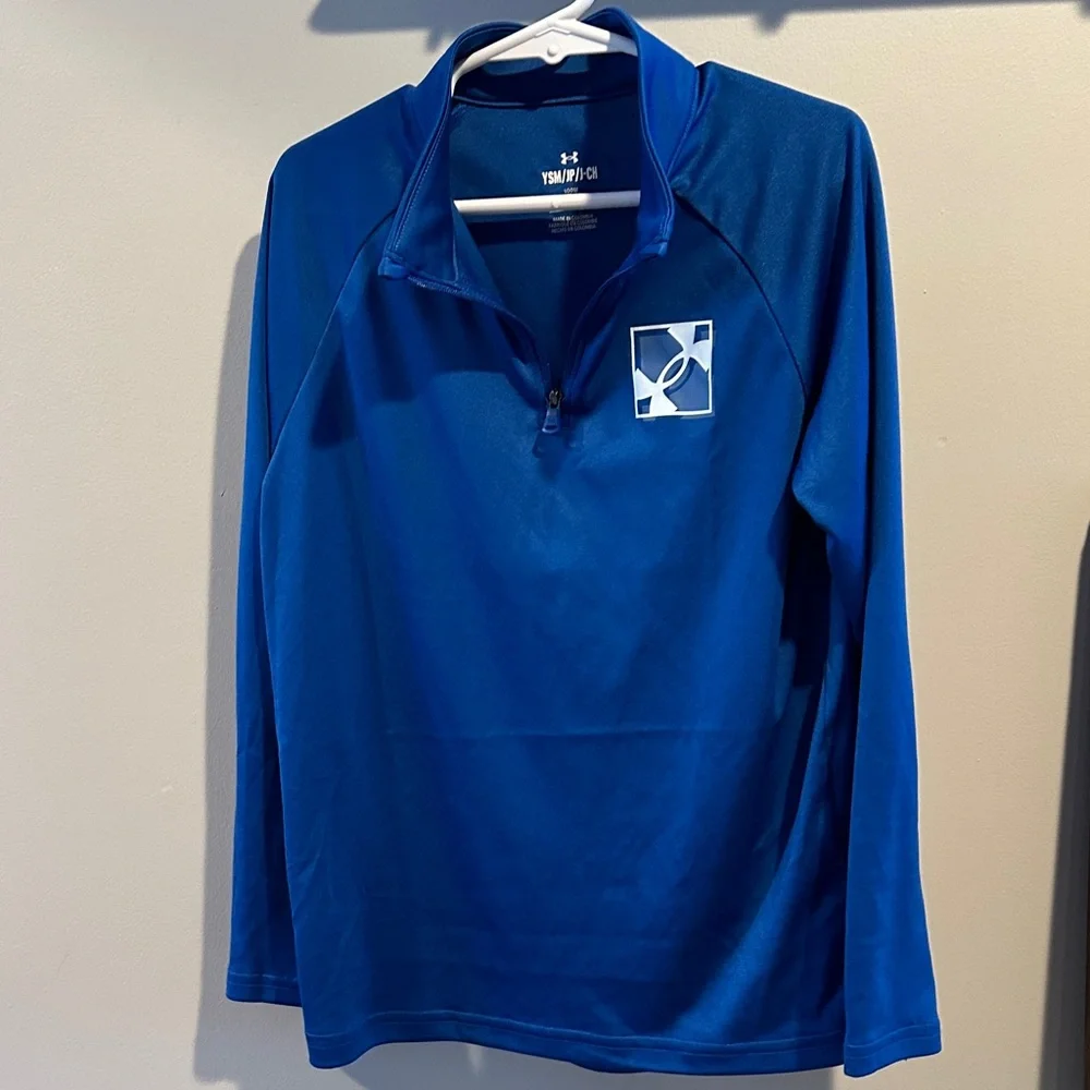 Under‎ Armour Youth Small Tech Blue Velocity Performance 1/4 Zip Pullover Top